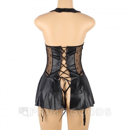 Кожаное платье со шнуровкой и юбкой-воланом Ohyeah +стринги, XL-2XL от sex shop primegoods фото 4