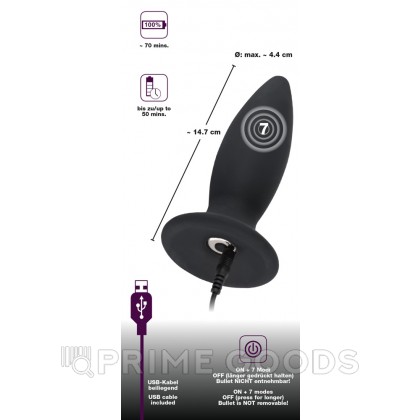 Black Velvets Анальная вибровтулка, L черная от sex shop primegoods фото 4
