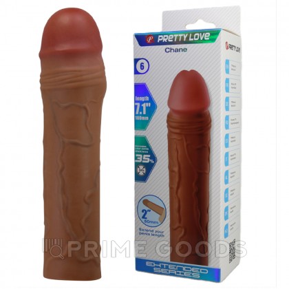 Реалистичная насадка на пенис Chane, коричневый, 18 см от sex shop primegoods фото 9
