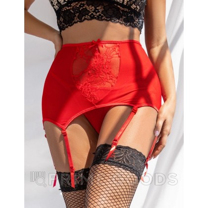 Пояс на высокой посадке с ремешками для чулок красный (3XL) от sex shop primegoods фото 2
