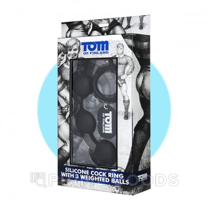 Анальные шарики Tom of Finland Silicone Cock Ring with 3 Weighted Balls от sex shop primegoods фото 2