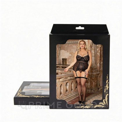 Прозрачный бэби-долл с кружевными вставками и подвязками, 3XL-4XL от sex shop primegoods фото 2