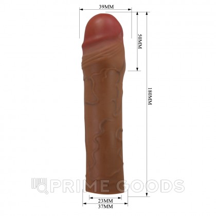 Реалистичная насадка на пенис Chane, коричневый, 18 см от sex shop primegoods фото 2
