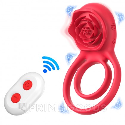 Двойное эрекционное кольцо с вибрацией и стимулятором клитора Rose от sex shop primegoods фото 11