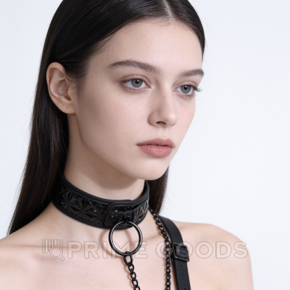 Ошейник с поводком Luxury fetish черный от sex shop primegoods фото 3