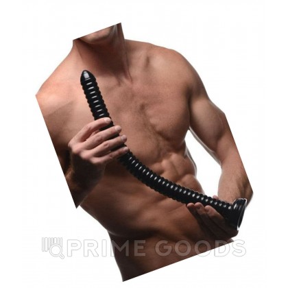 Огромный фаллос Hosed Ribbed Anal Snake Dildo, черный, 50.8х4.4 см от sex shop primegoods фото 4