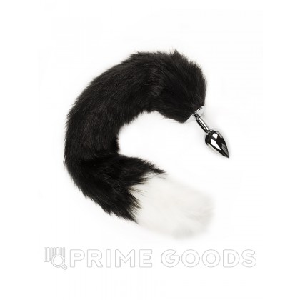 Серебристая анальная пробка с хвостом - Пикантные Штучки, 6 см Черный от sex shop primegoods фото 4