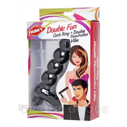 Насадка для двойного удовольствия Double Fun Cock Ring with Double Penetration Vibe, 14,6 см, черный от sex shop primegoods фото 2