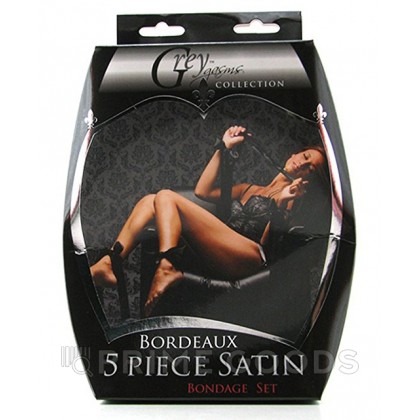 Бондаж Bordeaux 5 Piece Satin Bondage Set, черный от sex shop primegoods фото 2