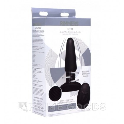 Анальная пробка с эффектом римминга Rimmers Slim R Smooth Rimming Plug with Remote, черный, 14х4.4 см от sex shop primegoods фото 2