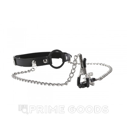 Кляп с зажимами для сосков Черный от sex shop primegoods фото 2