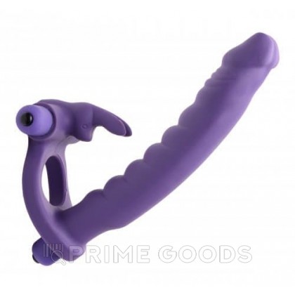 Силиконовый страпон с виброкольцом Double Delight, 16.5 см - Frisky (фиолетовый) от sex shop primegoods
