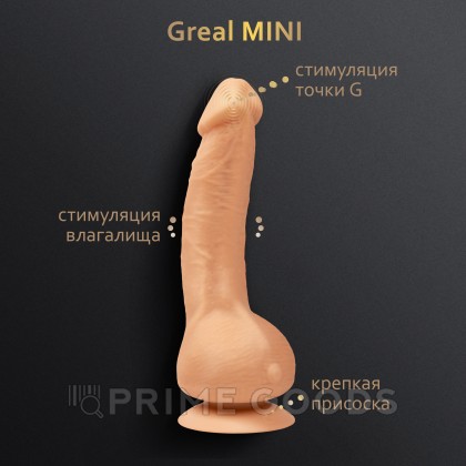 Gvibe Greal Mini - Мини-версия реалистичного вибратора из Bioskin, 18х3 см (телесный) от sex shop primegoods фото 7