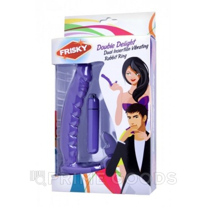 Силиконовый страпон с виброкольцом Double Delight, 16.5 см - Frisky (фиолетовый) от sex shop primegoods фото 2