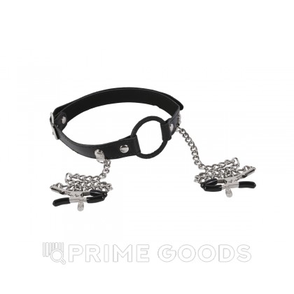 Кляп с зажимами для сосков Черный от sex shop primegoods фото 3