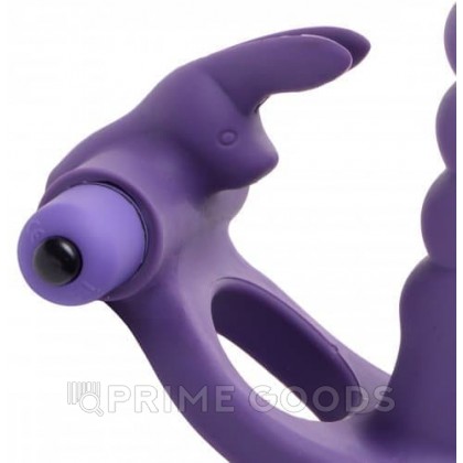 Силиконовый страпон с виброкольцом Double Delight, 16.5 см - Frisky (фиолетовый) от sex shop primegoods фото 3