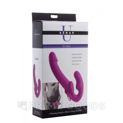 Безремневой вибро страпон Evoke Vibrating Strapless Silicone Strap-on Dildo, 24 см Фиолетовый от sex shop primegoods фото 2