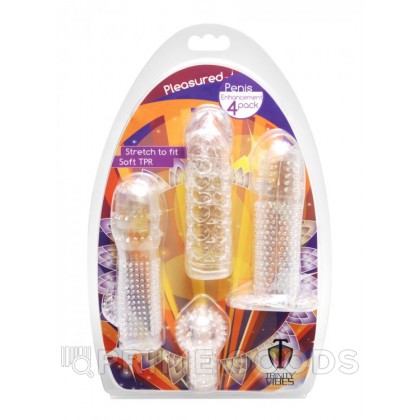 Набор насадок на член Pleasured Penis, прозрачные, 10 см от sex shop primegoods фото 3