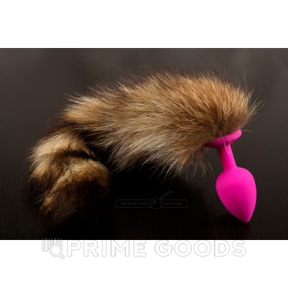 Силиконовая анальная пробка с хвостом енота, 6 см. Голубой от sex shop primegoods