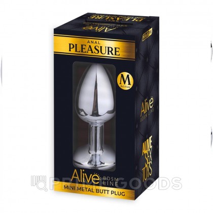 Маленькая металлическая анальная пробка Anal Pleasure от Alive (M: 8*3,4 см.) синий кристалл от sex shop primegoods фото 6