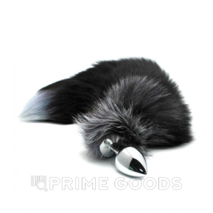 Анальный плаг с лисьим хвостом Black and White Fox Tail от Alive (M) от sex shop primegoods фото 5