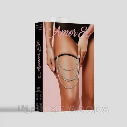 Подвязка с декоративной цепочкой в кристаллах OS Black от sex shop primegoods фото 2