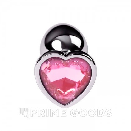 Металлическая анальная пробка - цвет серебро, розовый кристалл, размер M от sex shop primegoods фото 2