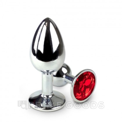 Маленькая металлическая анальная пробка с красным кристаллом Anal Pleasure M от Alive (8×3,4 см) от sex shop primegoods фото 3
