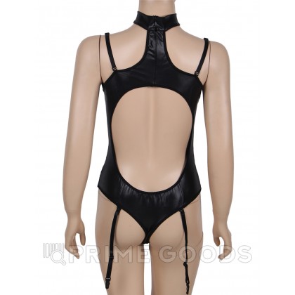 Боди виниловый Ohyeah Black Vinyl с пажиками для чулок, one size от sex shop primegoods фото 9