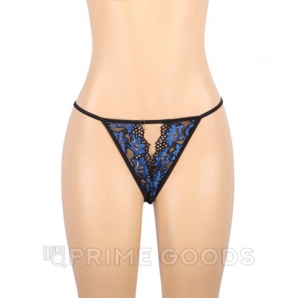 Комплект белья: корсет с подвязками и стрингами черно-синий (размер XS-S) от sex shop primegoods фото 6