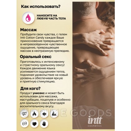 Intt Cotton Candy Massage Gel - Съедобный гель для интимного массажа, 30 мл (сахарная вата) от sex shop primegoods фото 5