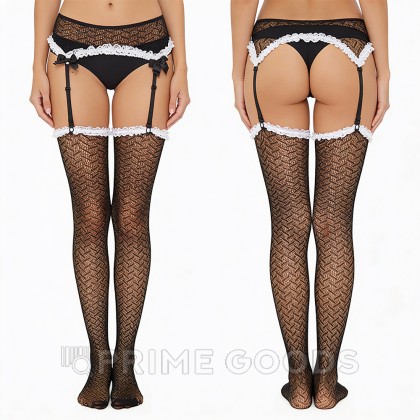 Чулки с поясом и белой окантовкой (Sense) (S/M) от sex shop primegoods фото 7