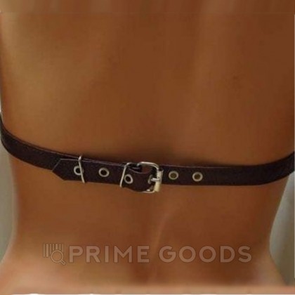 Сбруя с ошейником из темно-шоколадной кожи от sex shop primegoods фото 5