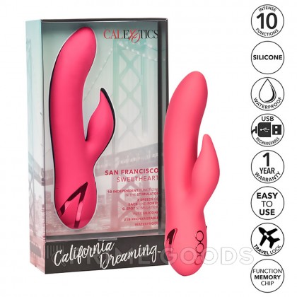 Вибратор-кролик Calexotics California Dreaming San Francisco Sweetheart с функцией «манящее движение» (12x3.25 см) от sex shop primegoods фото 7