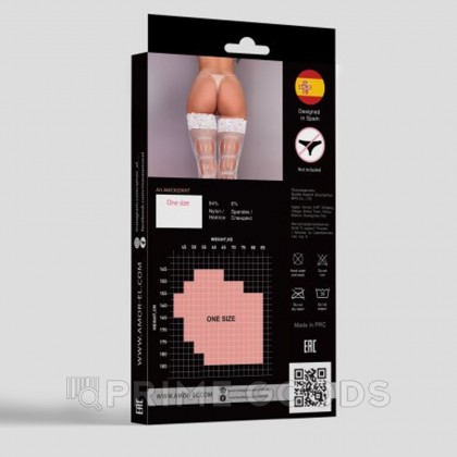 Чулки в мелкую сетку ROSA VINTAGE с рисунком сзади S/L белые от sex shop primegoods фото 5