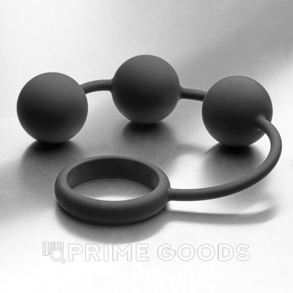 Анальные шарики Tom of Finland Silicone Cock Ring with 3 Weighted Balls от sex shop primegoods фото 5