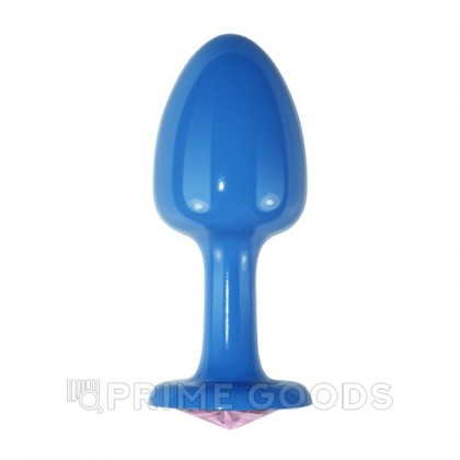 Голубая анальная пробка с розовым кристаллом от sex shop primegoods фото 2