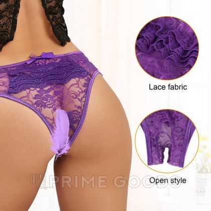 Кружевные трусики с доступом фиолетовые (размер XL-2XL) от sex shop primegoods фото 6
