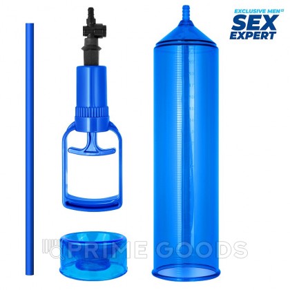Вакуумная помпа Sex Expert с всасывающим насосом синяя (L 200 мм, D 55 мм) от sex shop primegoods фото 2