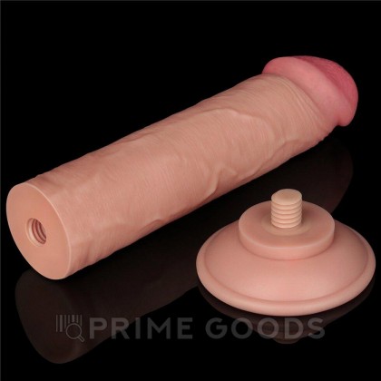 Реалистичный фаллоимитатор двухслойный Sliding Skin (20 см.) телесный цвет от sex shop primegoods фото 9