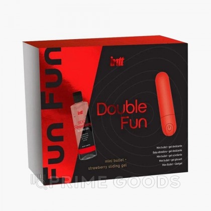 Набор от Intt DOUBLE FUN: вибропуля и лубрикант с клубничным ароматом, 50 мл от sex shop primegoods фото 2