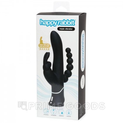 Вибратор с анальным стимулятором Happy Rabbit Triple черный от sex shop primegoods фото 6