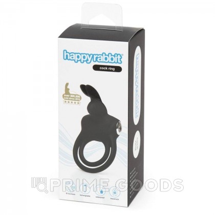 Вибронасадка с кольцом Happy Rabbit Cock Ring черная от sex shop primegoods фото 5