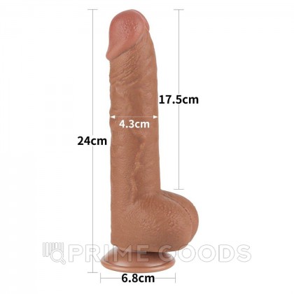 Реалистичный фаллоимитатор Lovetoy Sliding Skin (24×4,3 см) с двойным покрытием, коричневый от sex shop primegoods фото 3