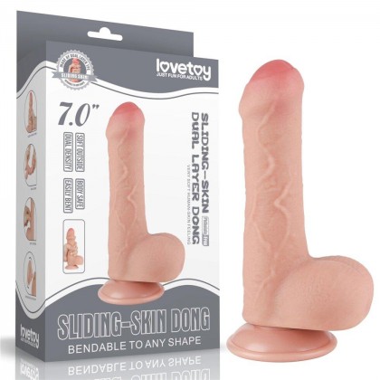 Реалистичный фаллоимитатор Lovetoy Sliding Skin (18,3×3,5 см) с двойной плотностью телесный от sex shop primegoods