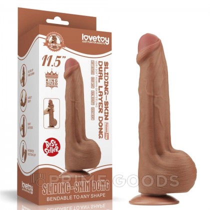 Реалистичный фаллоимитатор Lovetoy King Sized Sliding Skin (29×5,4 см) коричневый с двойной плотностью от sex shop primegoods