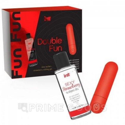 Набор от Intt DOUBLE FUN: вибропуля и лубрикант с клубничным ароматом, 50 мл от sex shop primegoods