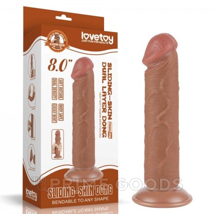 Реалистичный фаллоимитатор Lovetoy Sliding Skin (20×3,8 см) с двойной плотностью коричневый от sex shop primegoods