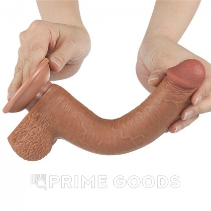 Реалистичный фаллоимитатор Lovetoy Sliding Skin (22×3,7 см) с двойной плотностью коричневый от sex shop primegoods фото 8