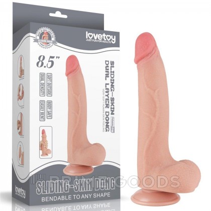 Реалистичный фаллоимитатор двухслойный Sliding Skin (20*4 см.) телесный цвет от sex shop primegoods